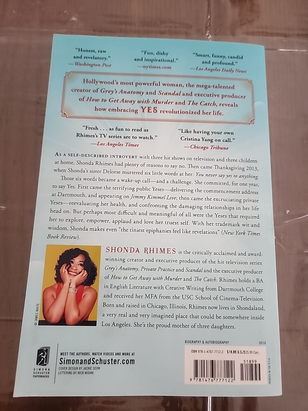 Year of Yes by Shonda Rhimes NY Times Bestseller Book