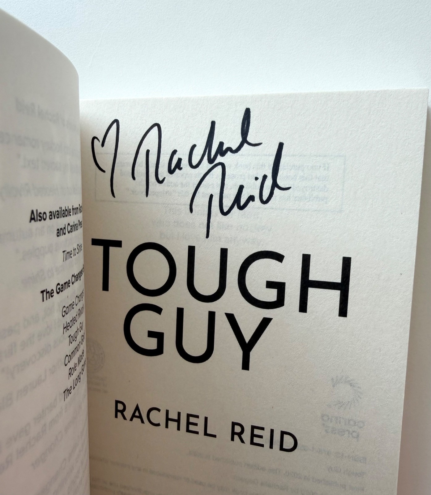 RACHEL REID – TOUGH GUY Signed/autographed book (author of HEATED RIVALRY)