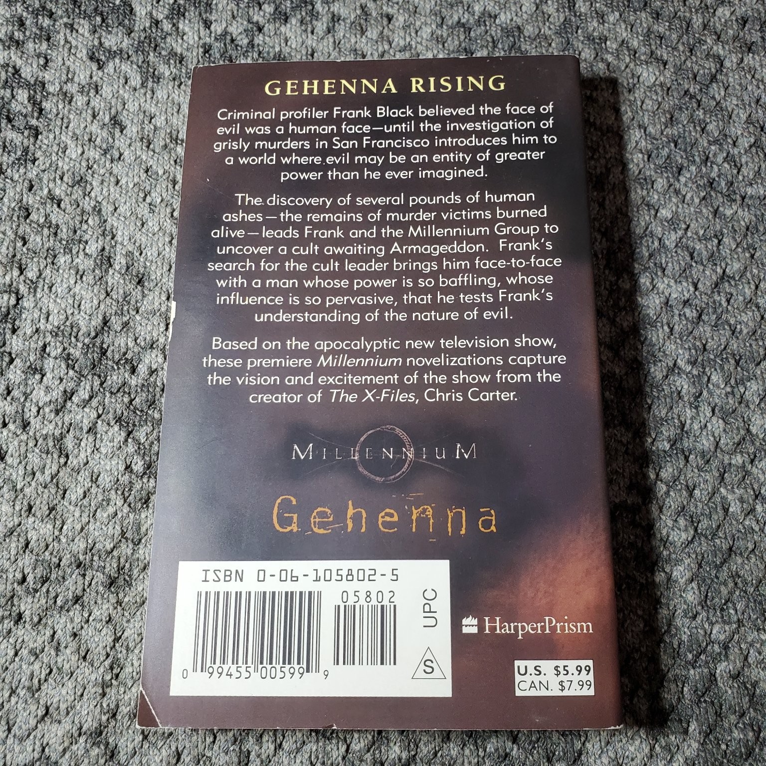 Millennium Gehenna Lewis Gannett 1997 First Printing Thriller HarperPrism