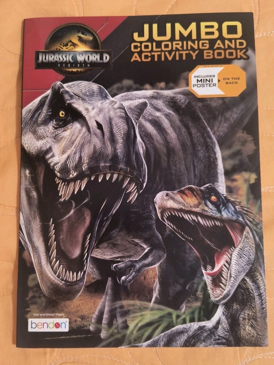 Jurassic World Dinosaurs Coloring/Activity Book with Tear/Share Pages 🆕🆓ship!