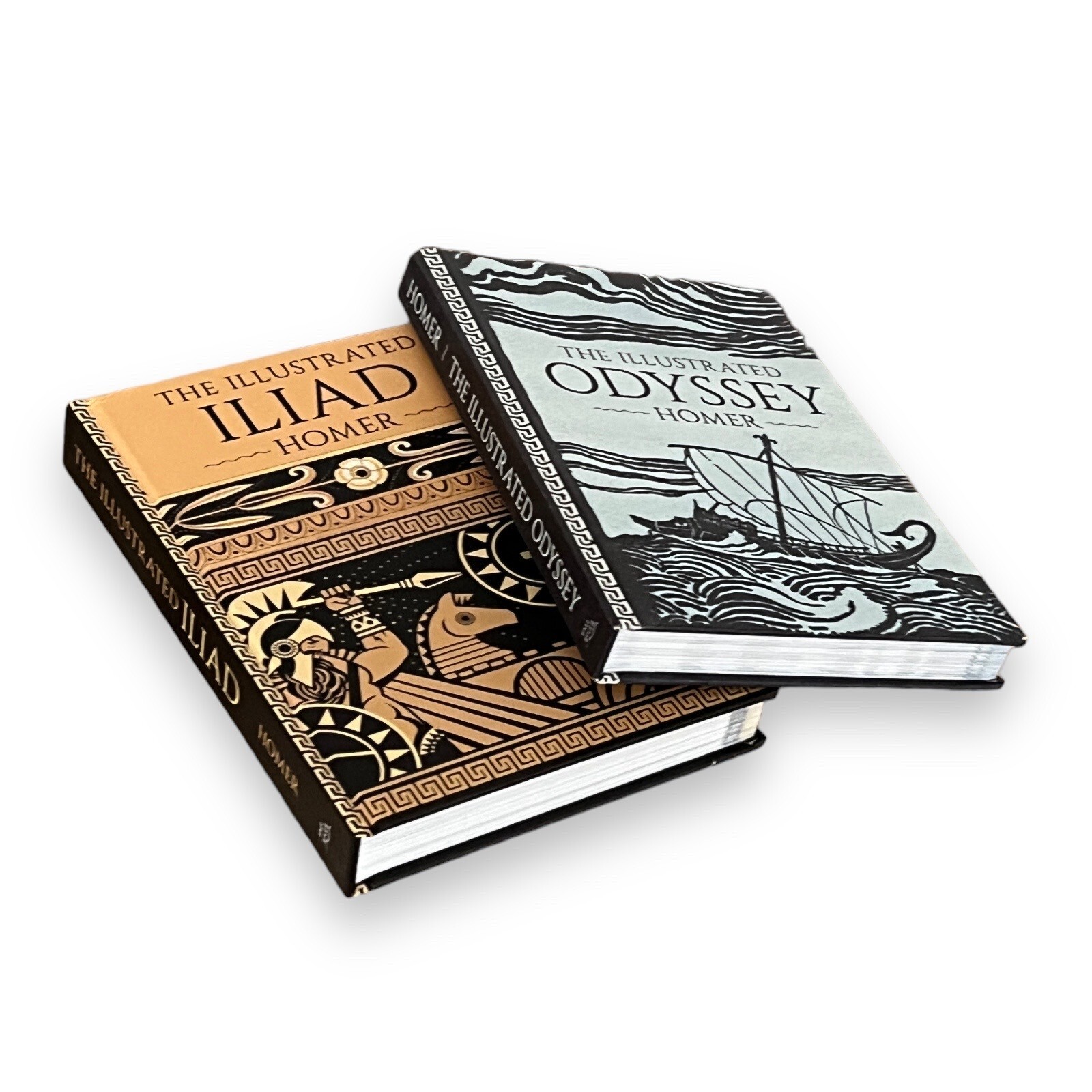 2-Book Set: THE ILLUSTRATED ILIAD & ODYSSEY by Homer Hardcover Deluxe Classics
