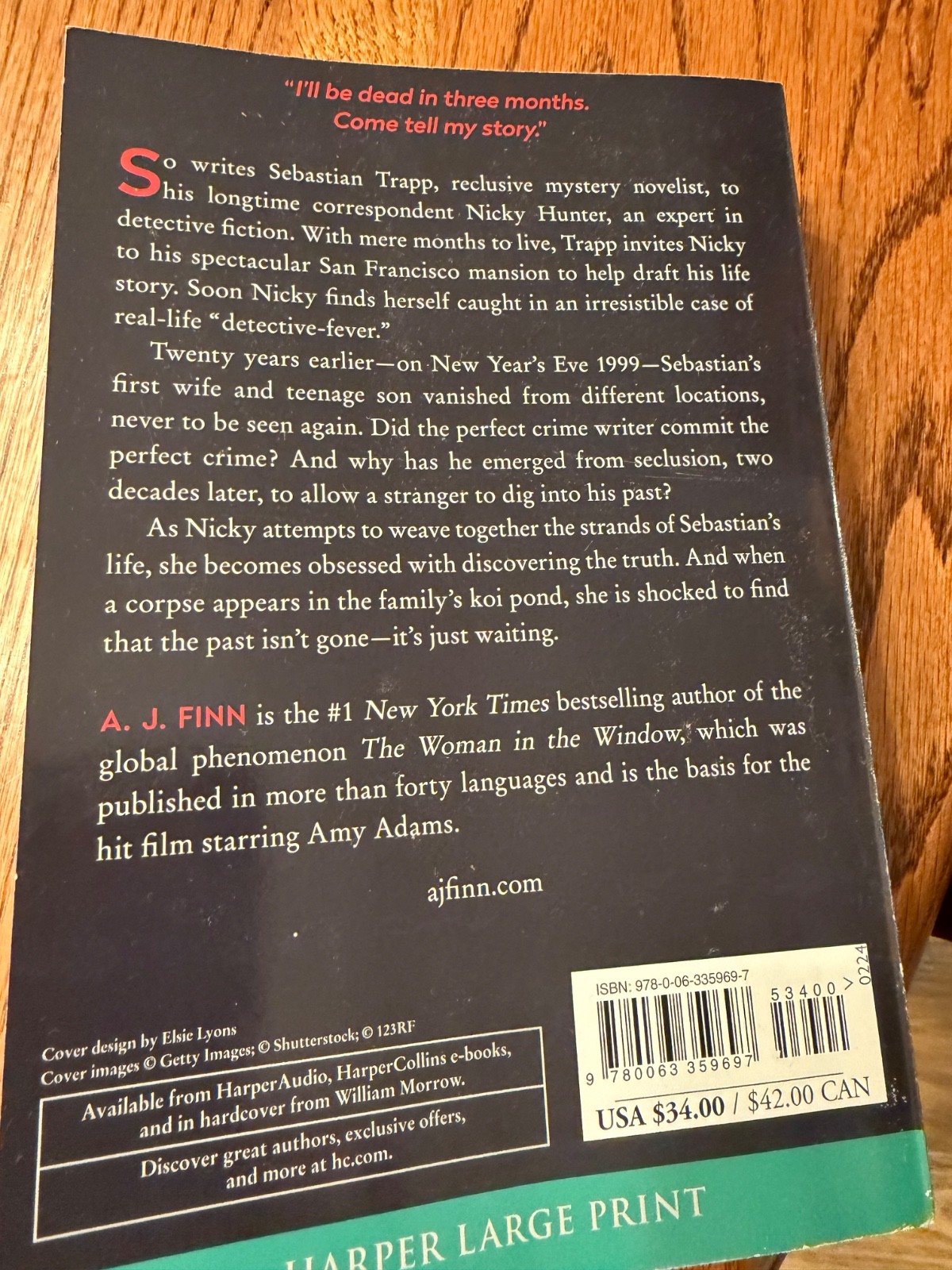 A. J. Finn – End of Story – LARGE PRINT – Paperback – Pre-owned