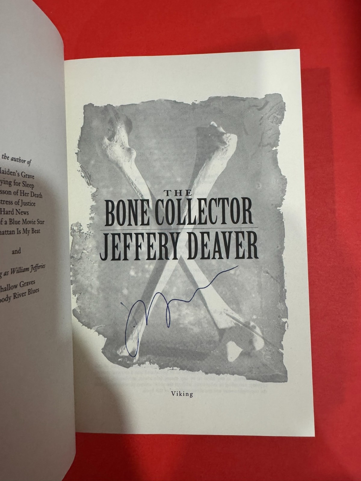 1st Edition 1st Print SIGNED Jeffery Deaver Bone Collector in Mylar UNREAD