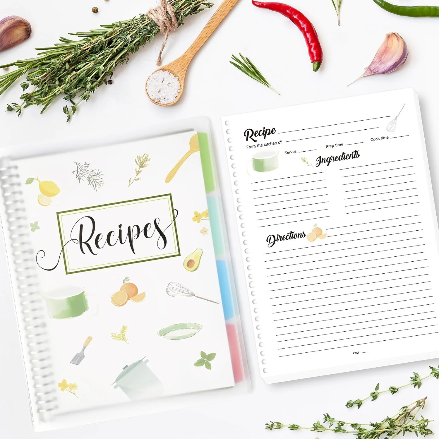 8.5″ x 11″ Recipe Book to Write in Your Own Recipes, Personal Blank Recipe Noteb