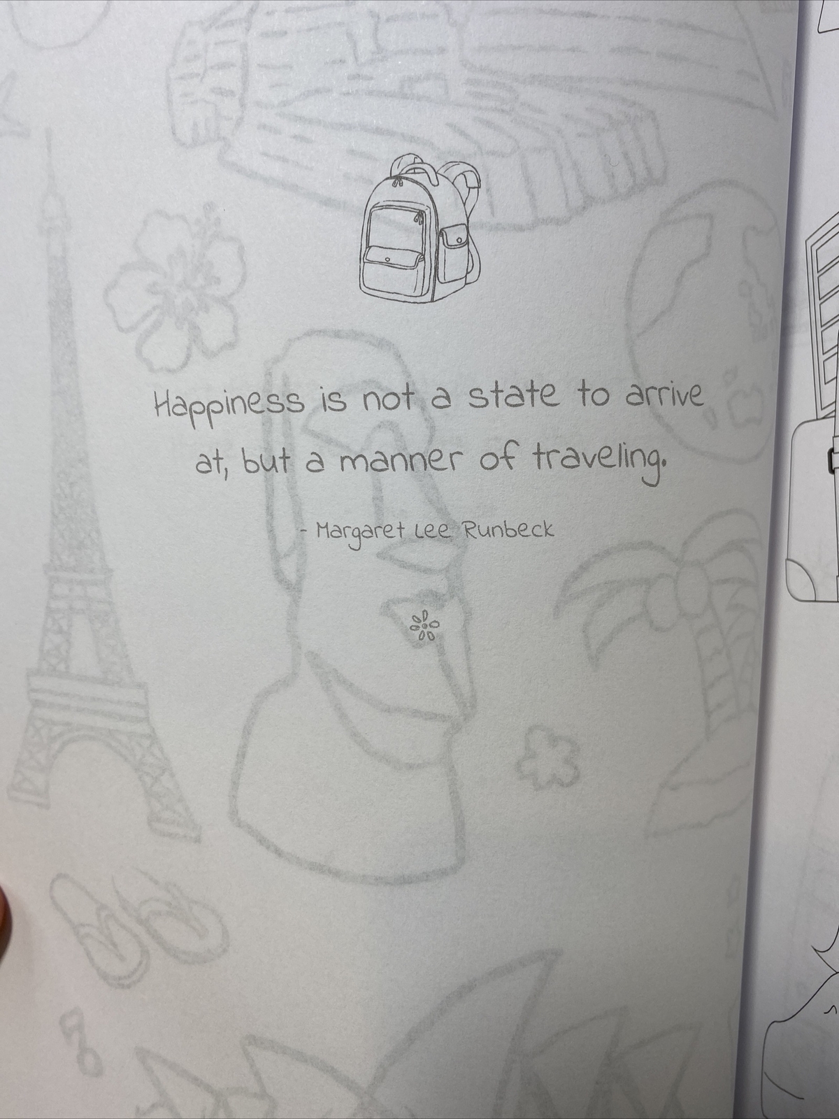Adult Travel Coloring Book 100 pages, 47 Coloring pages, Inspirational Quotes