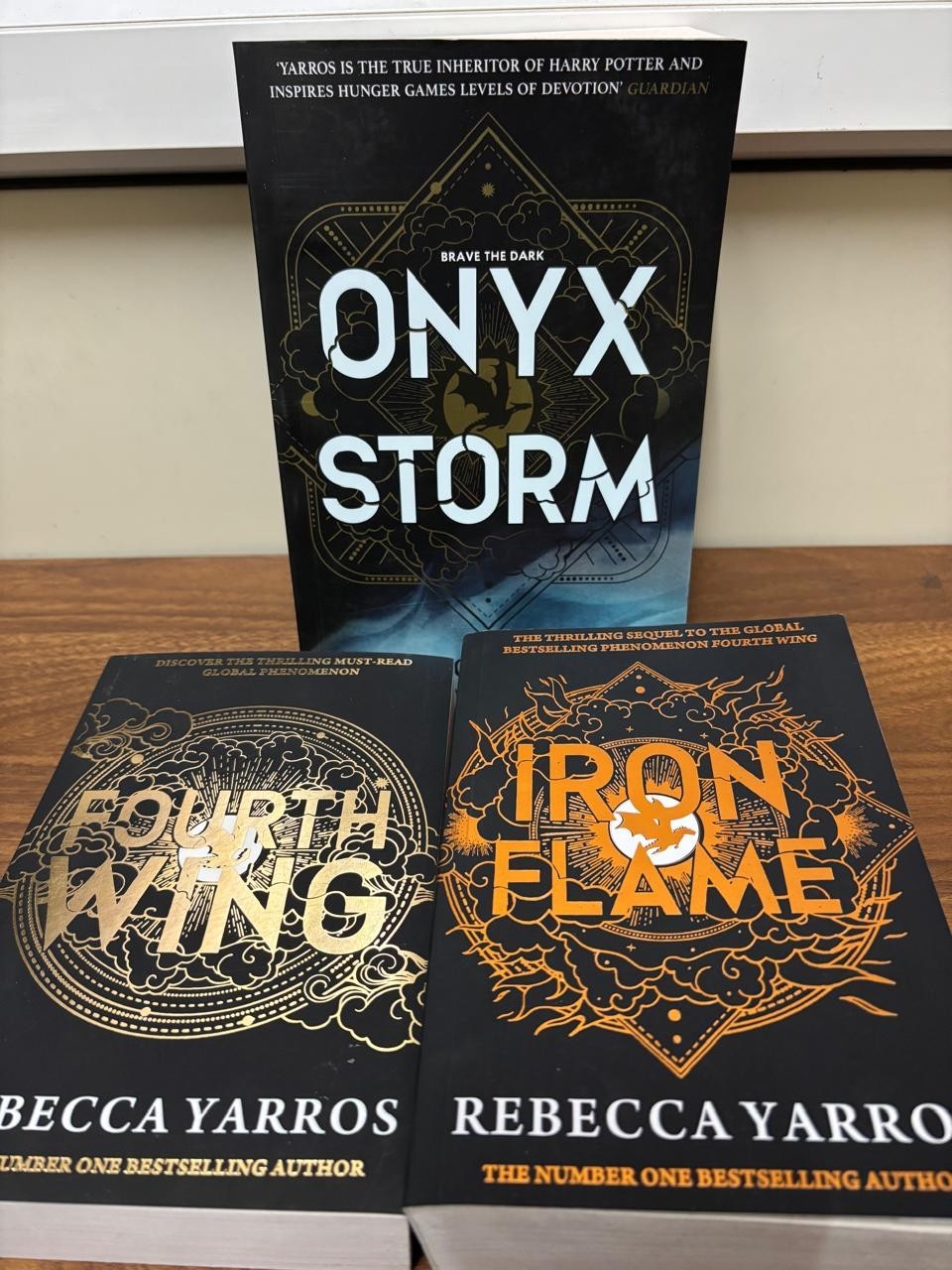 Onyx Storm + Iron Flame + Fourth wing by Rebecca Yarros Paperback & English
