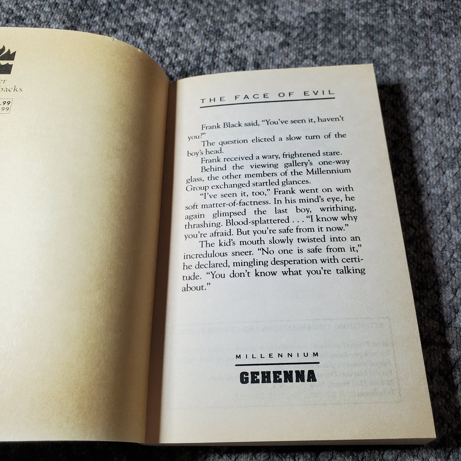 Millennium Gehenna Lewis Gannett 1997 First Printing Thriller HarperPrism