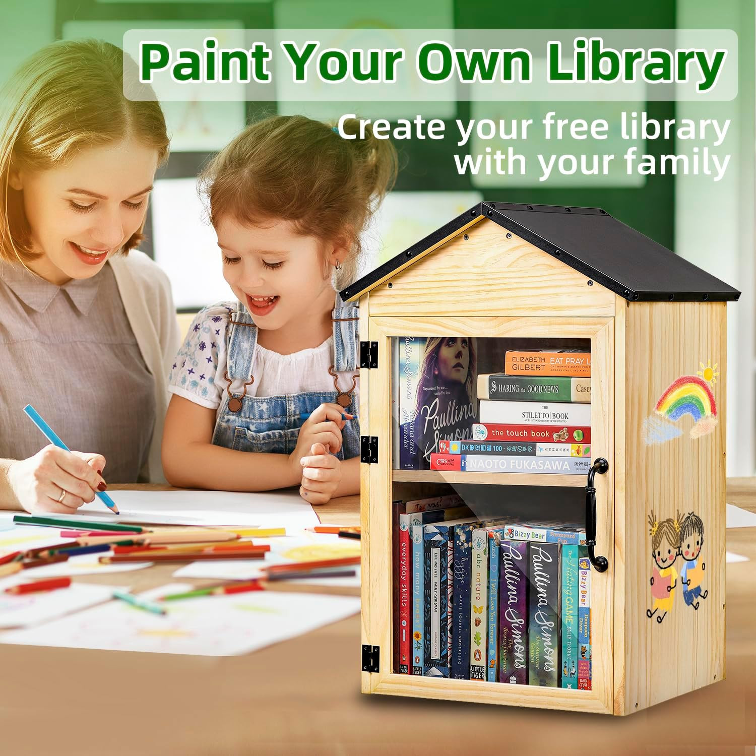 Outdoor Little Library Box – 2-Tier Weatherproof Wood for Community Sharing