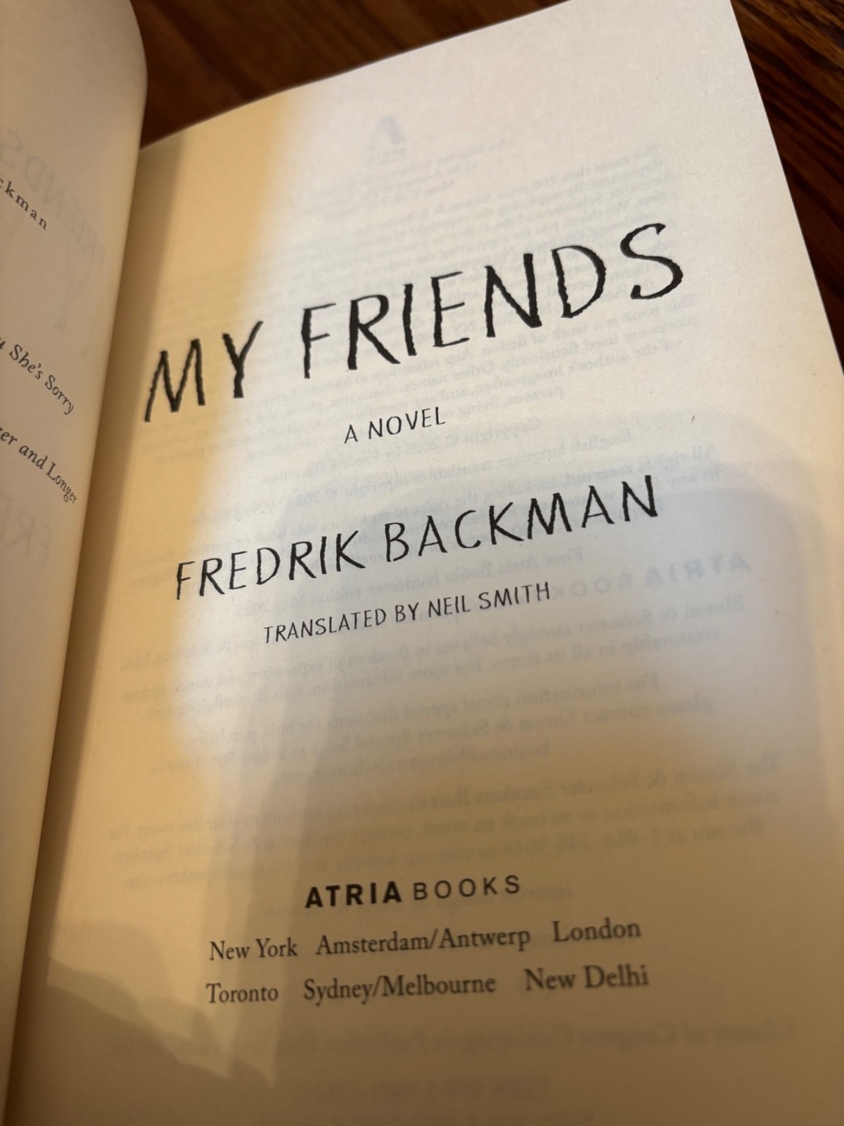 My Friends. Fredrik Backman 1st HC Ptg. Atria 2025 Fine Unread