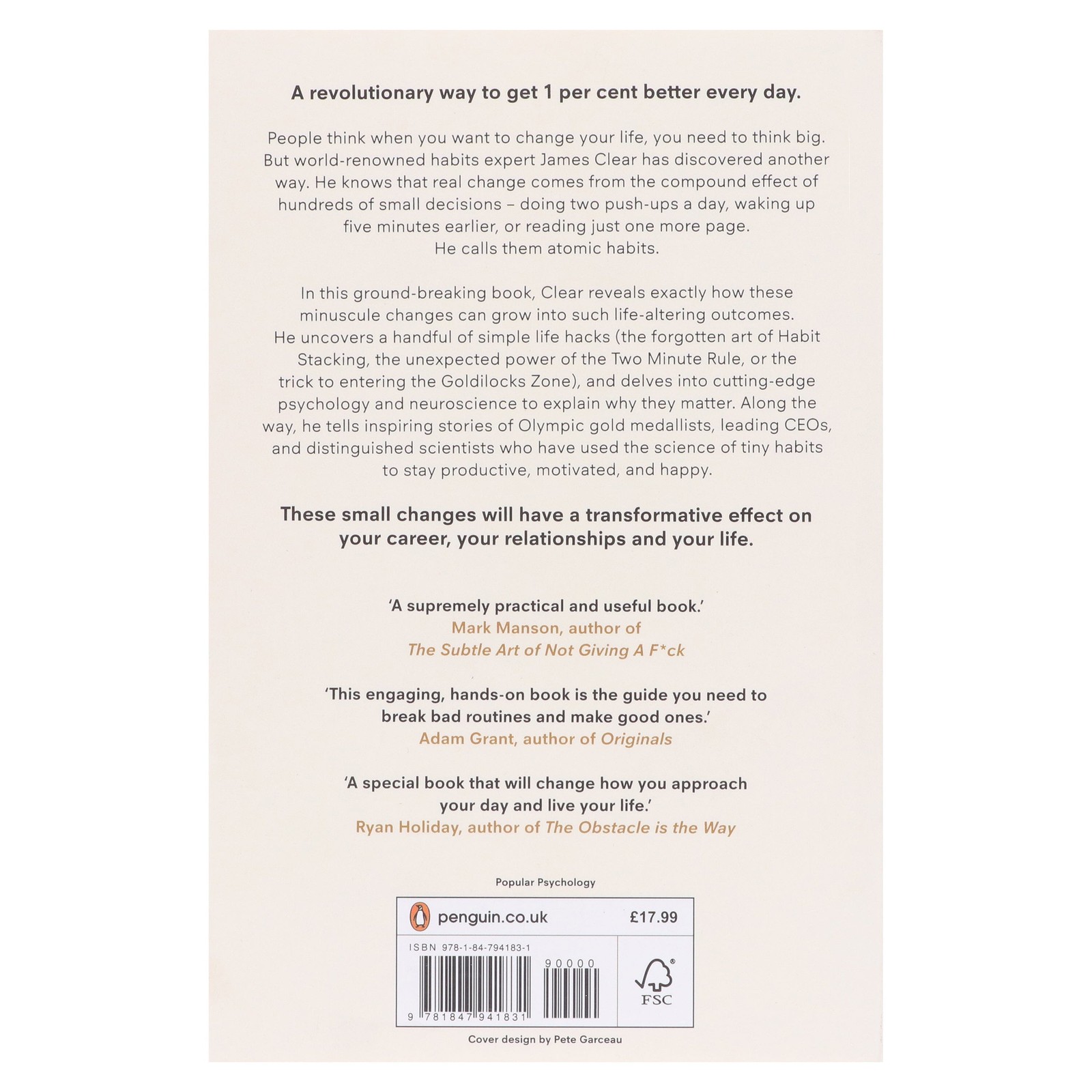 Atomic Habits by James Clear – Non Fiction – Paperback