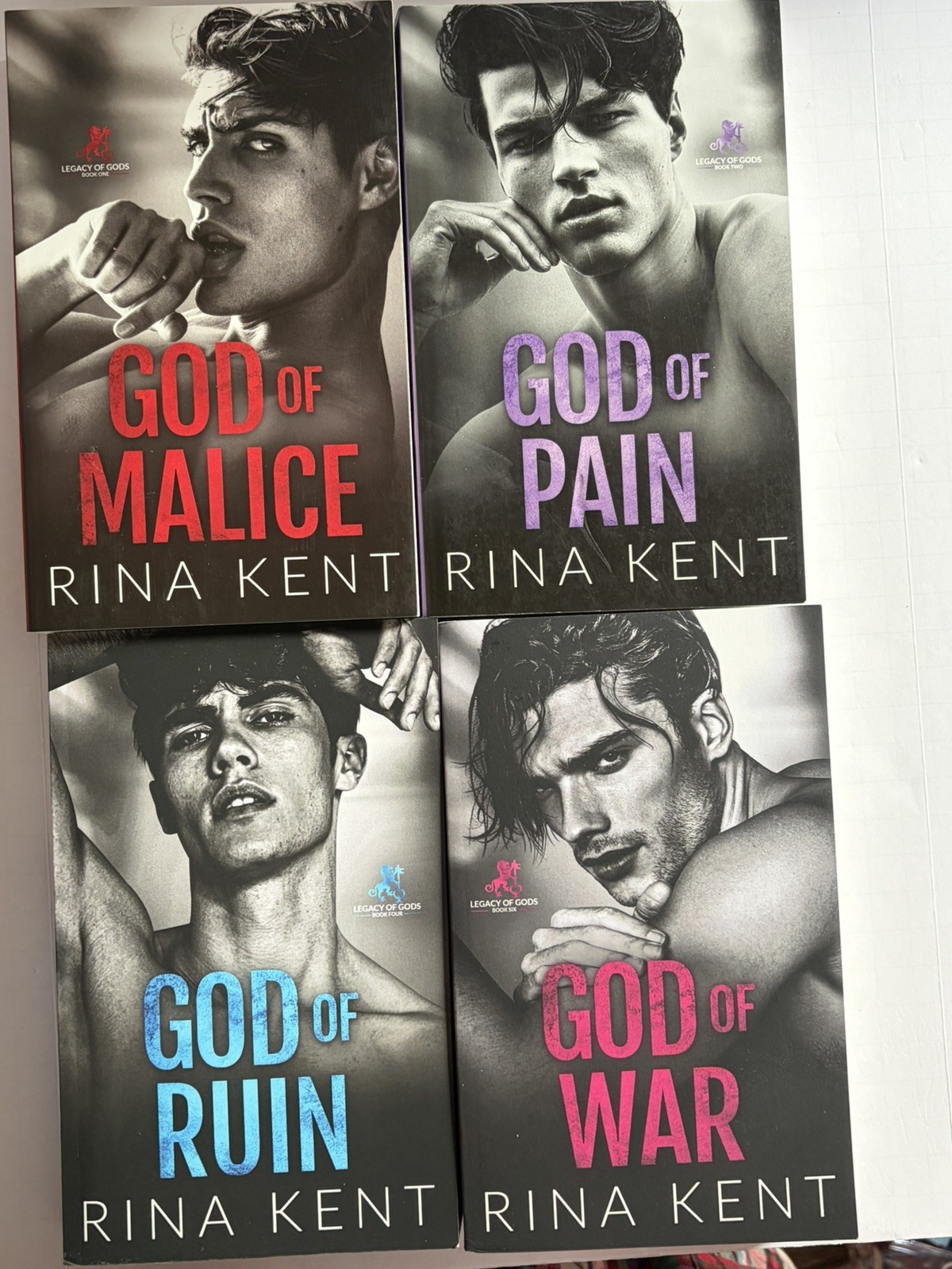 Lot of 4 Legacy of Gods Series (First Ed/OG Models) #1..#2..#4..#6 by Rina Kent