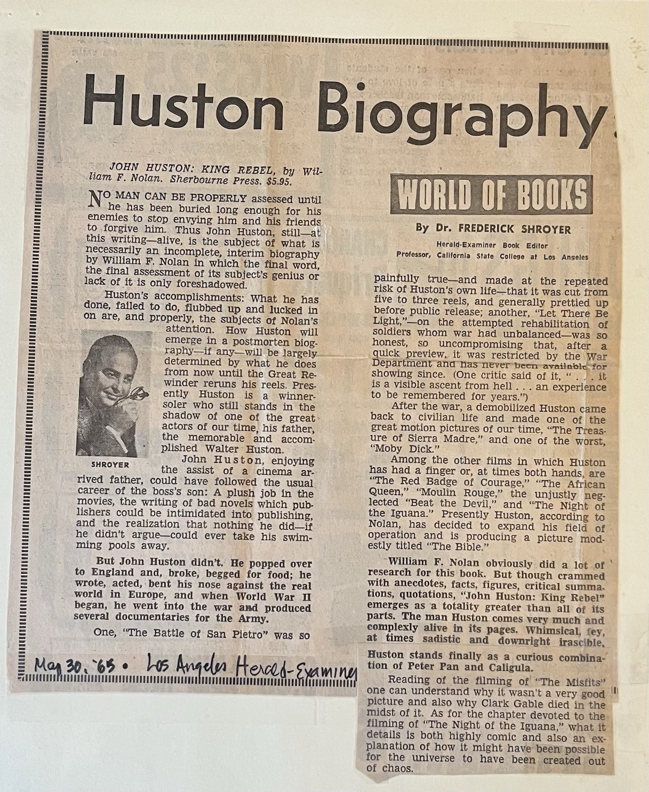John Huston: King Rebel ~ Original Long Galleys + Reviews ~ 1963 ~ Signed