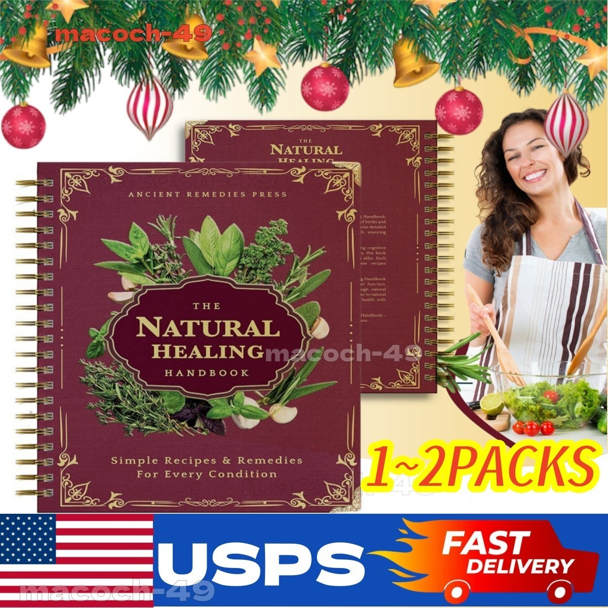 The Natural Healing Handbook, Spiral-Bound Guide For Herbal Remedies And Natural