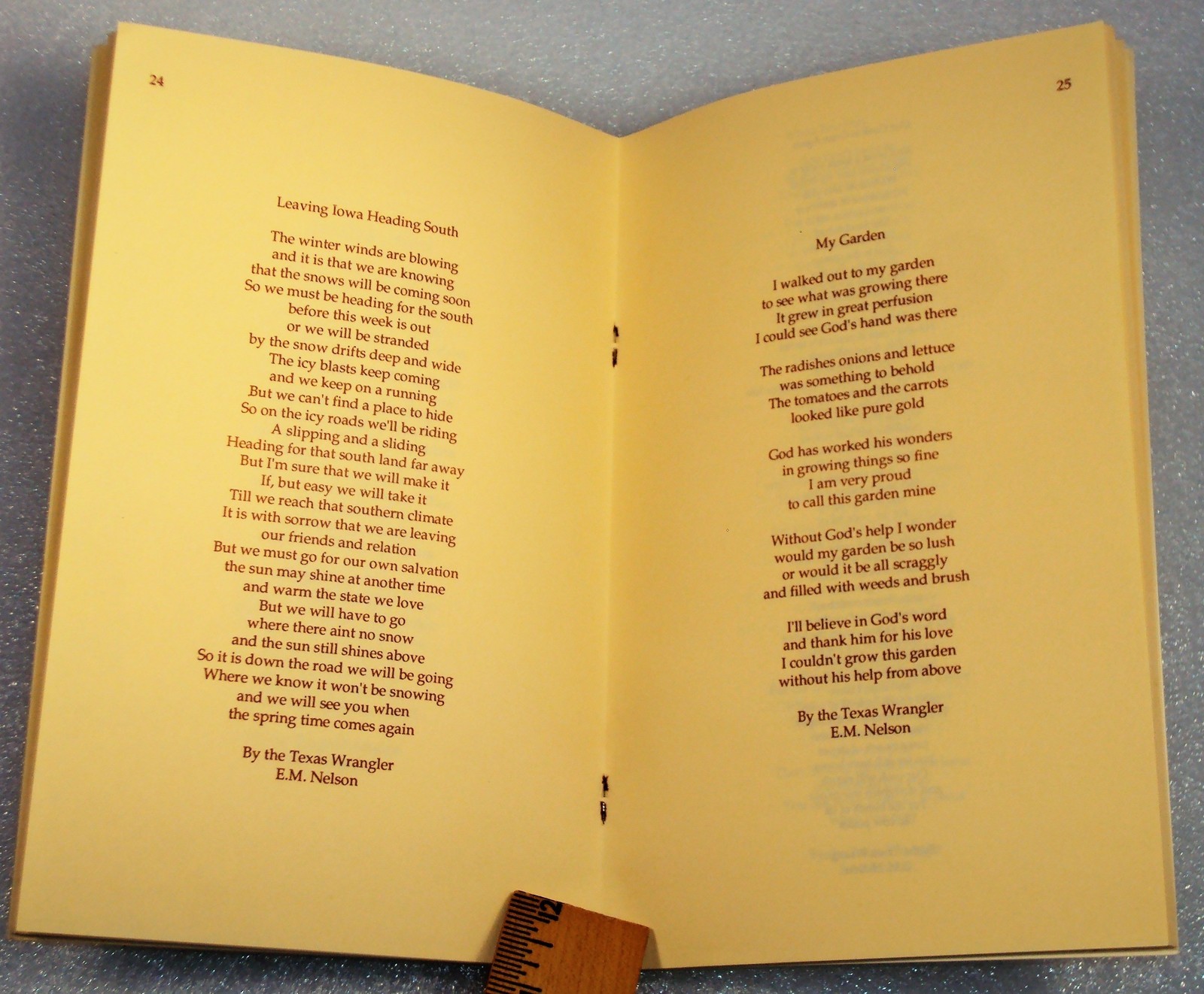 TEXAS WRANGLER POEMS Signed by E.M. Nelson Cowboy Poetry 1994 47 pages softcover