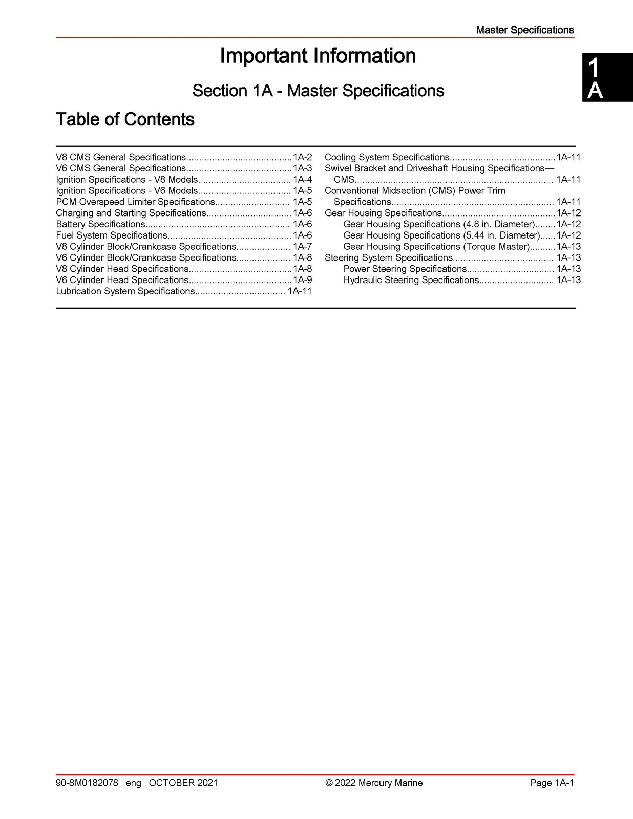 MERCURY V6 175 200 225 V8 200 225 250 300 FourStroke Service Manual 2022