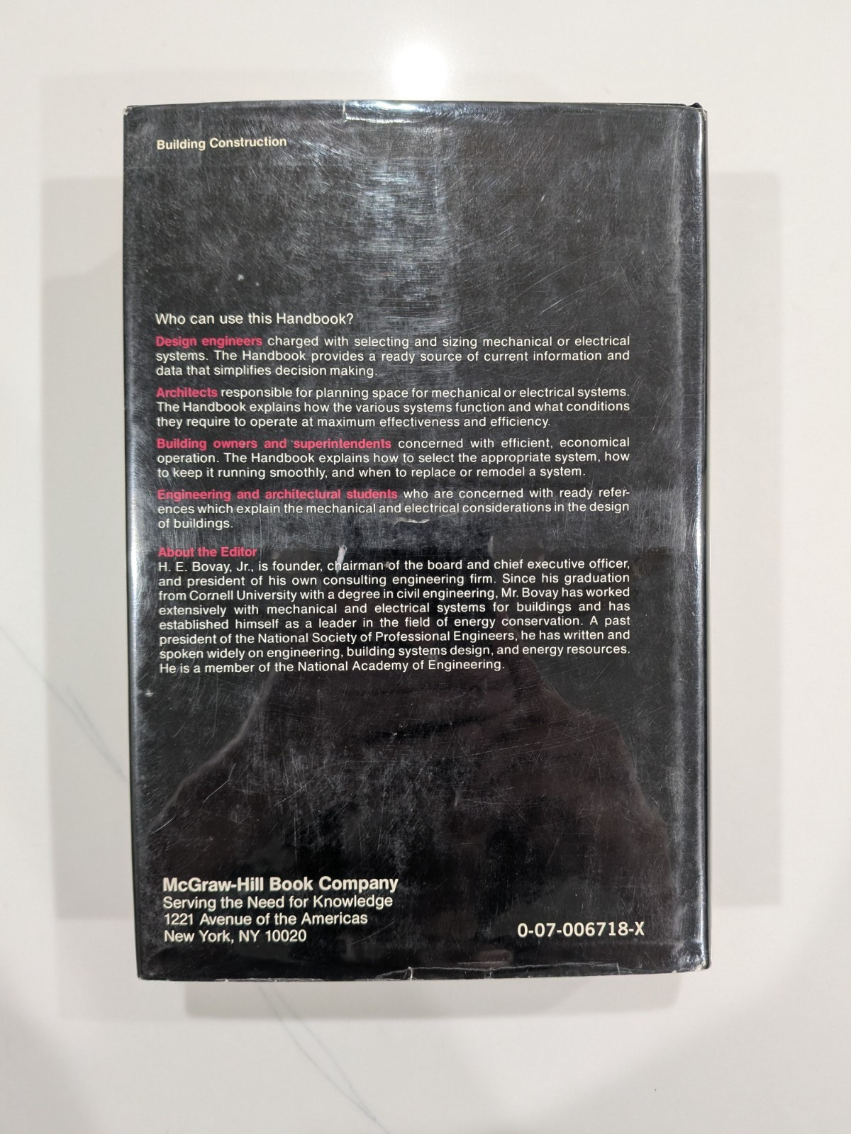 Handbook Mechanical & Electrical Systems Buildings | Bovay 1981 | 1st DJ Insert