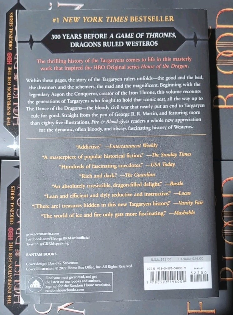 Fire & Blood: 300 Years Before A Game of Thrones George RR Martin Paperback