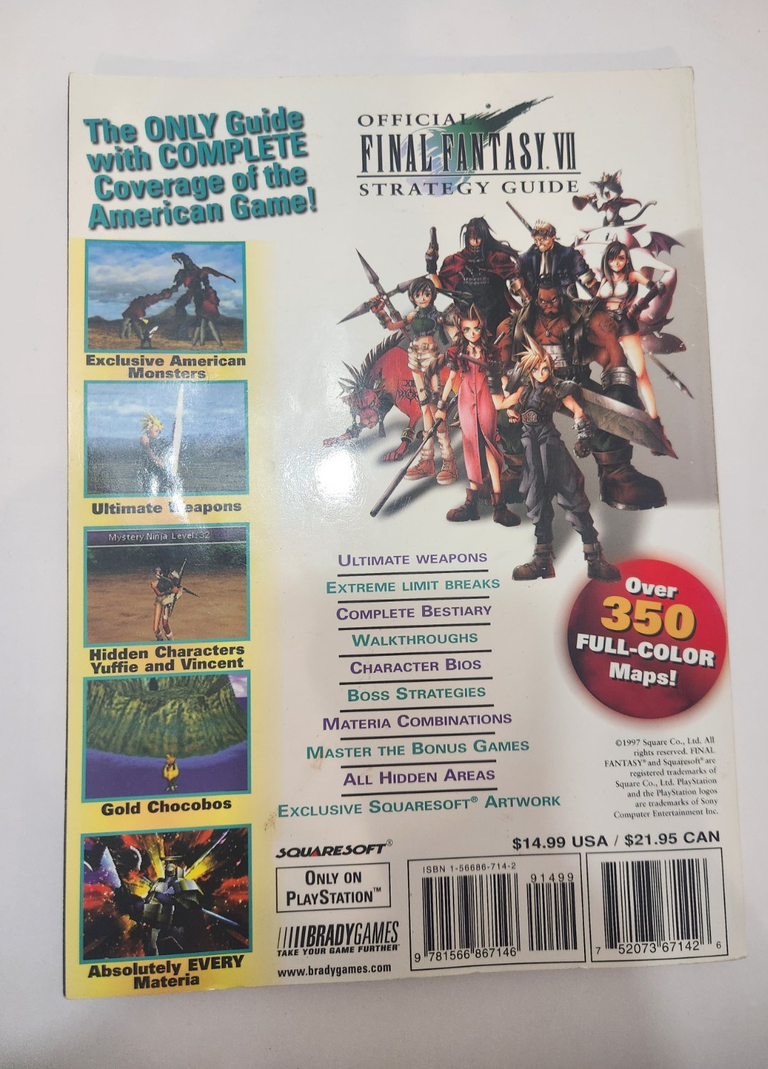 FINAL FANTASY VII BRADY GAMES STRATEGY GUIDE VERY RARE 1ST COVER! FF7