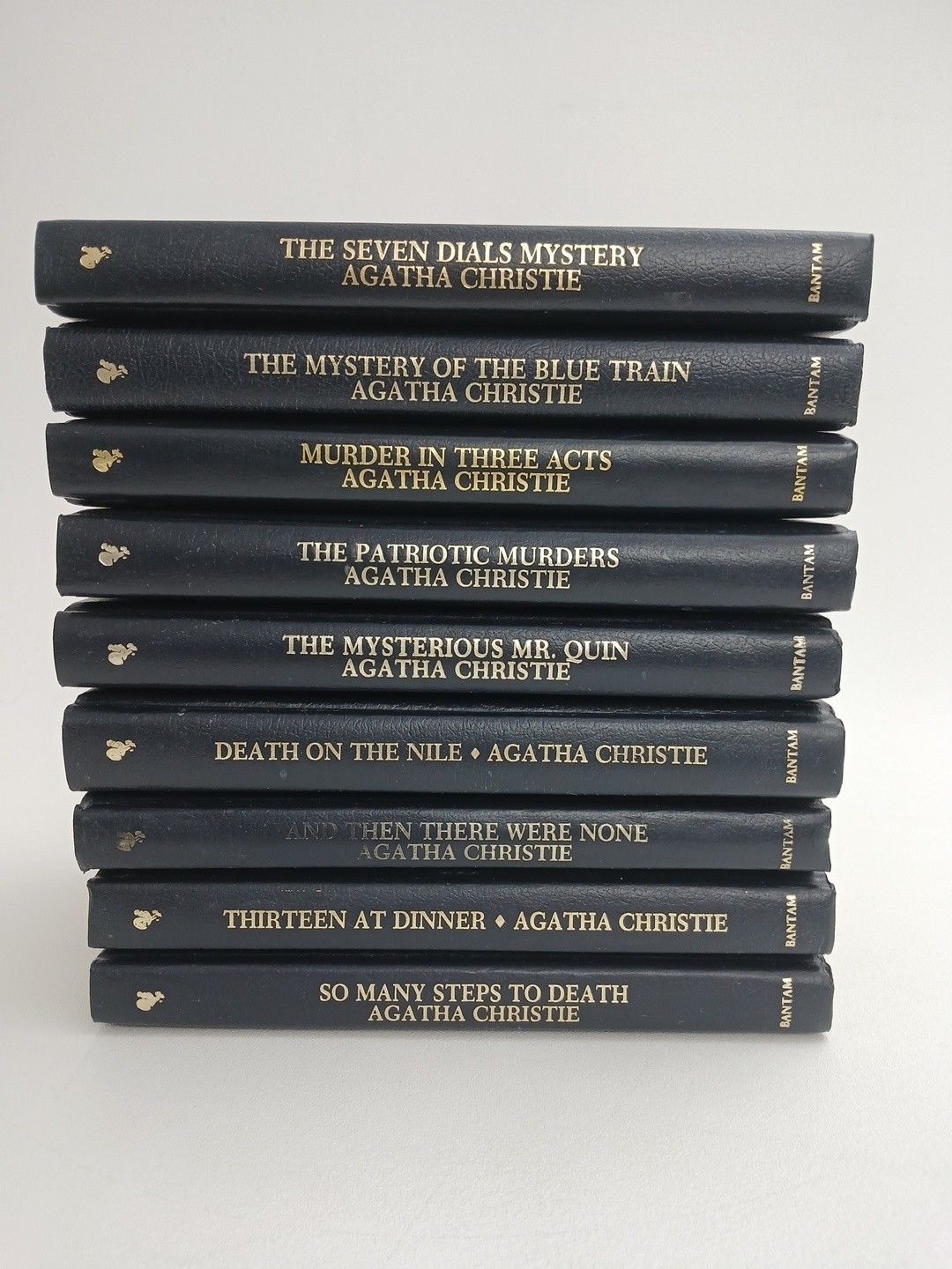 Lot Of 9 VTG Agatha Christie Bantam Leatherette Mystery Collection Books