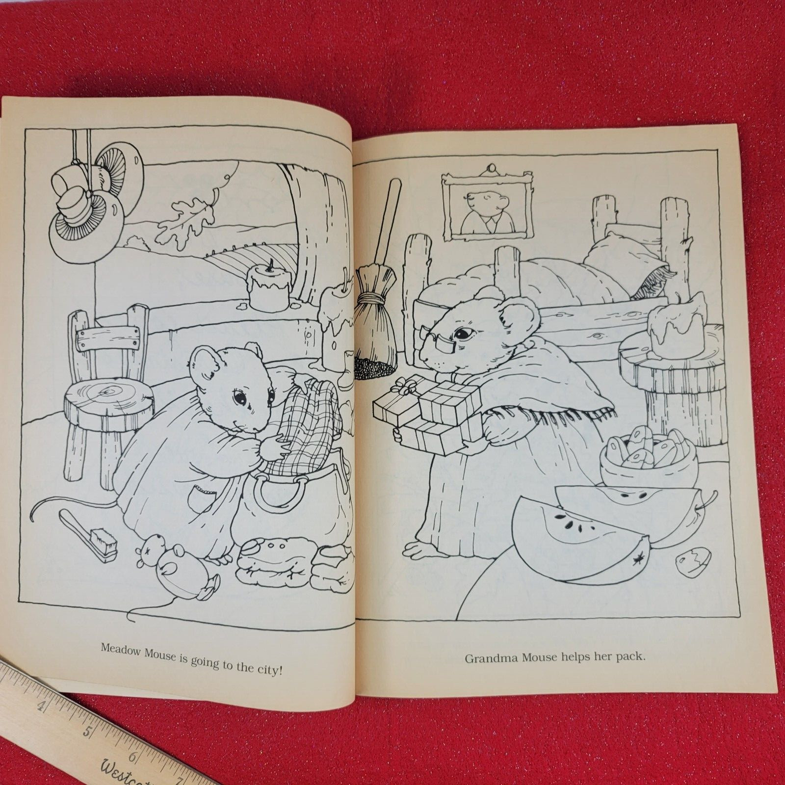 Vintage 1988 Meadow Mouse’s City Christmas Story Coloring Book 47 Pages