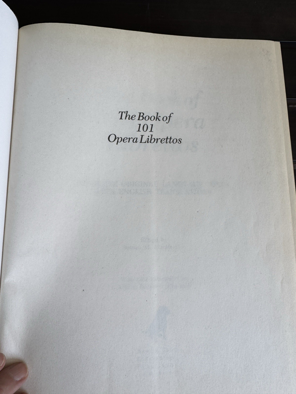 Book Of 101 Opera Librettos 1996 EUC Orig W English Translation 1437 Pages