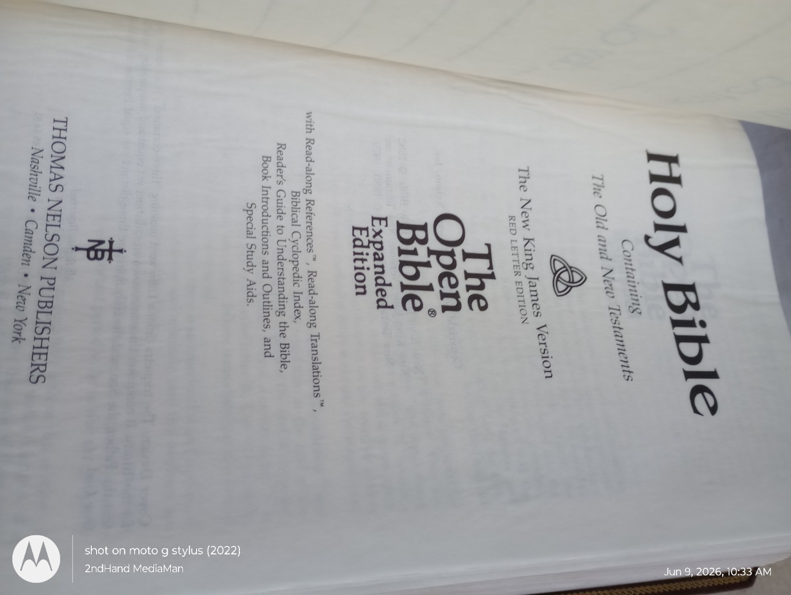 1983 NKJV HOLY OPEN BIBLE EXPANDED EDITION NELSON 456BR BROWN LEATHER BOOK