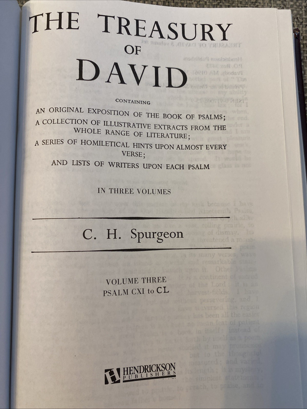 The Treasury of David Classic Reflections on Wisdom Psalms Vol. 3 Only