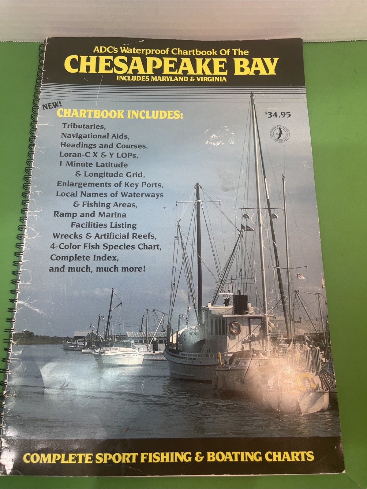Vintage 1991 ADC Waterproof Chartbook of Chesapeake Bay MD VA fishing boating